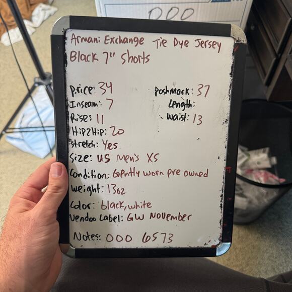 Armani Exchange Tie Dye Jersey Black 7" Shorts US Men's XS - Picture 7 of 7